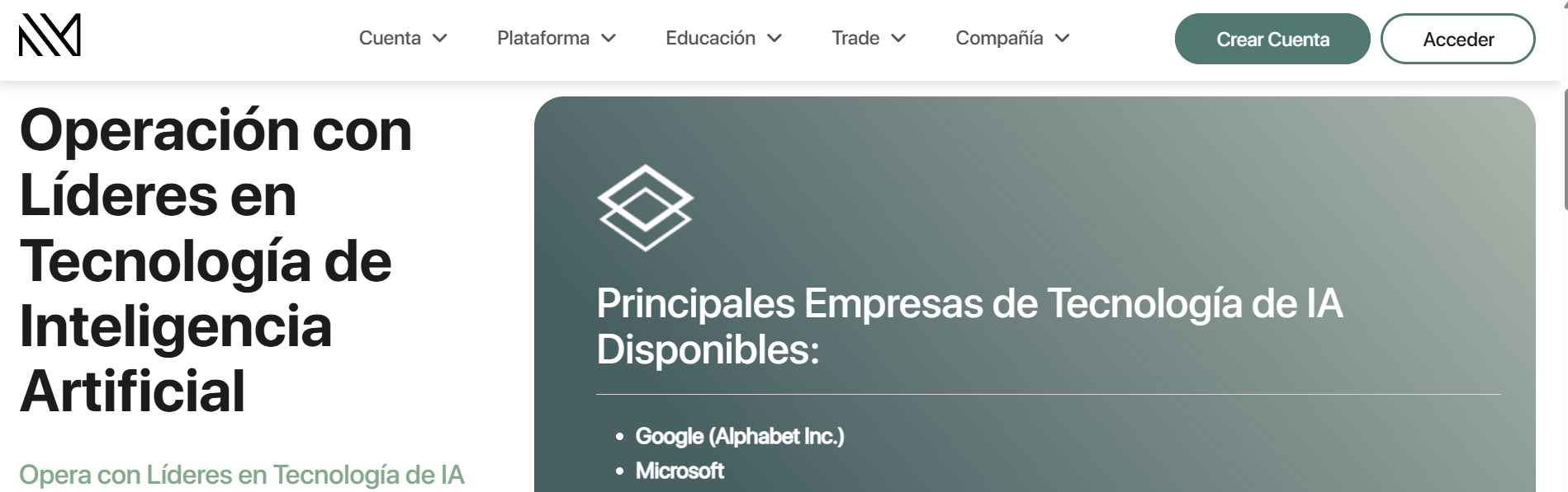 Posibilidad de invertir en empresas de tecnología de AI